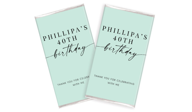 Flowing Mint Personalised Chocolate Bar Birthday Favour
