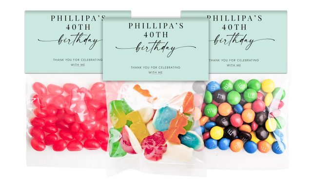 Flowing Mint Personalised Lolly Bag With Topper