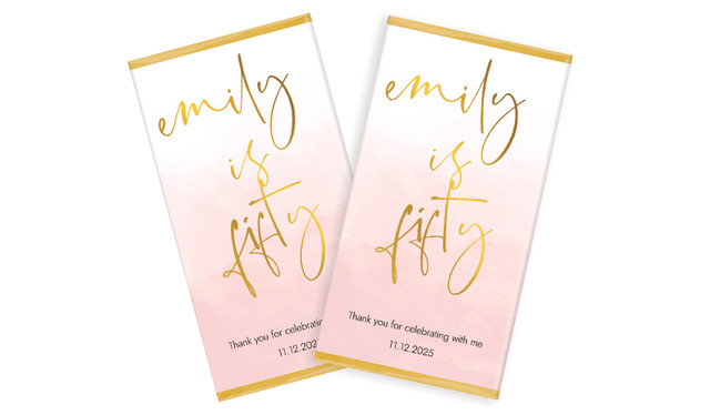 Gold On Blush Personalised Chocolate Bar Birthday Favour