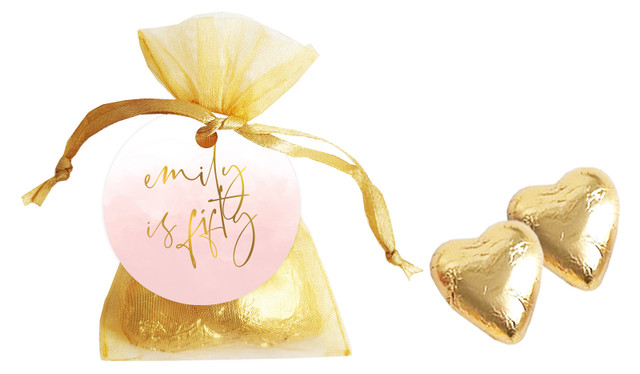 Gold On Blush Personalised Organza Bag