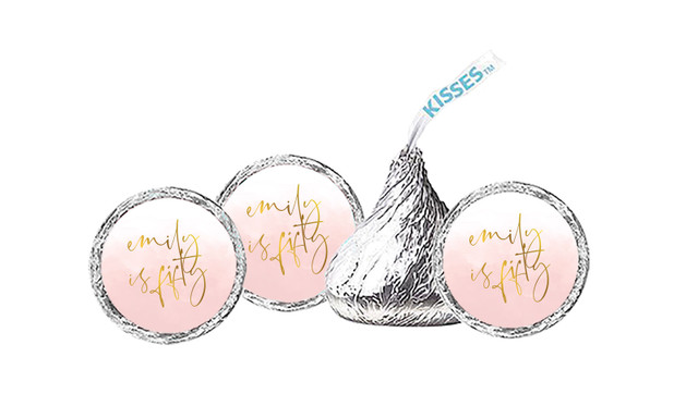 Gold On Blush Personalised Hersheys Kisses
