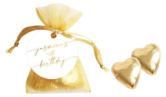 Golden Script Birthday Personalised Organza Bag