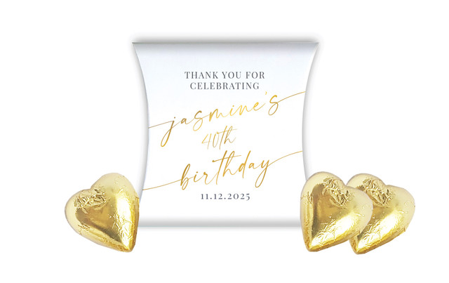 Golden Script Personalised Birthday Pillow Boxes