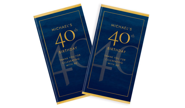 Navy Gouache Personalised Chocolate Bar Birthday Favour