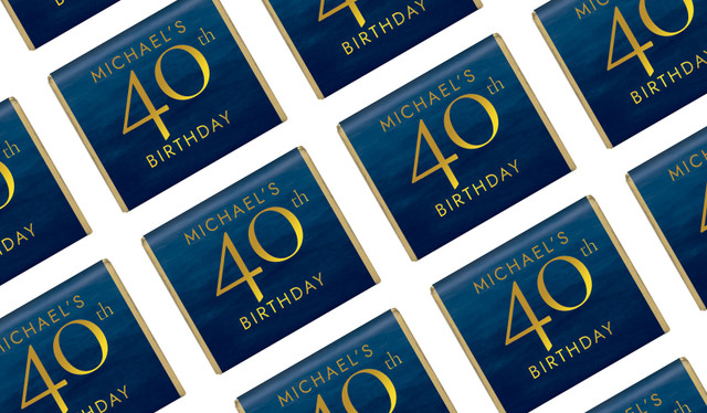 Navy Gouache Custom Birthday Mini Chocolate Favours