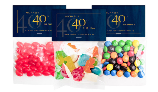 Navy Gouache Personalised Lolly Bag With Topper