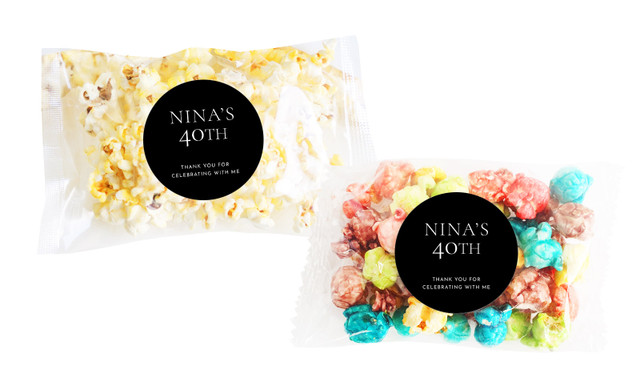 Right Aligned Black Birthday Personalised Popcorn Bag