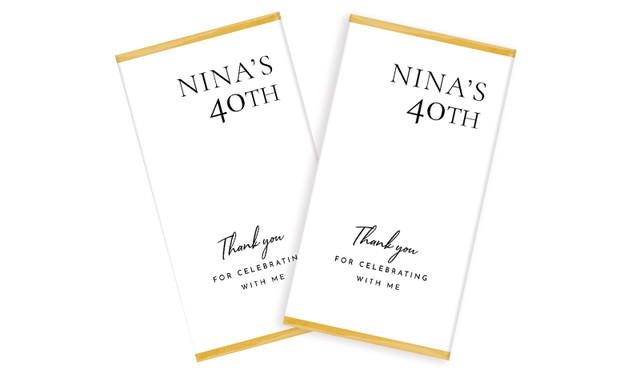 Right Aligned White Birthday Personalised Chocolate Bar Favour