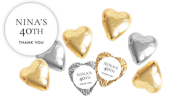 Right Aligned White Birthday Personalised Foil Chocolate Hearts