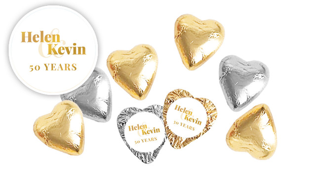 Bold Names Anniversary Personalised Foil Chocolate Hearts