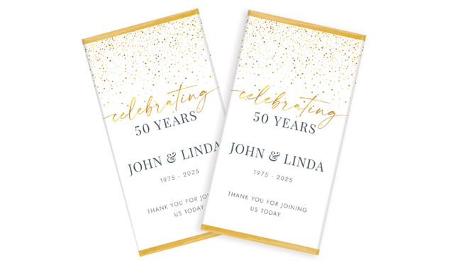 Falling Confetti In Gold Wedding Anniversary Chocolates