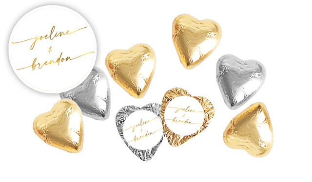 Golden Script Anniversary Personalised Foil Chocolate Hearts