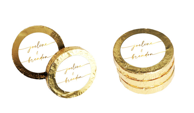 Golden Script Anniversary Custom Chocolate Coin