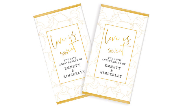 Love Is Sweet In Gold Wedding Anniversary Chocolates