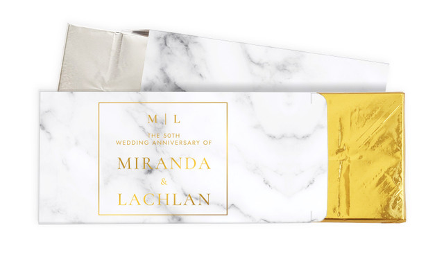 Monogram On Marble Anniversary Personalised Chocolate Bar In A Box