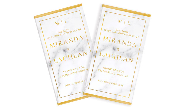 Monogram On Marble In Gold Wedding Anniversary Chocolates