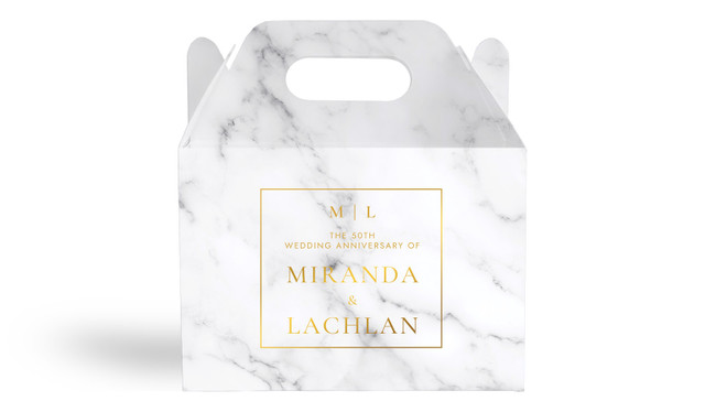 Monogram On Marble Anniversary Personalised Gable Favour Box