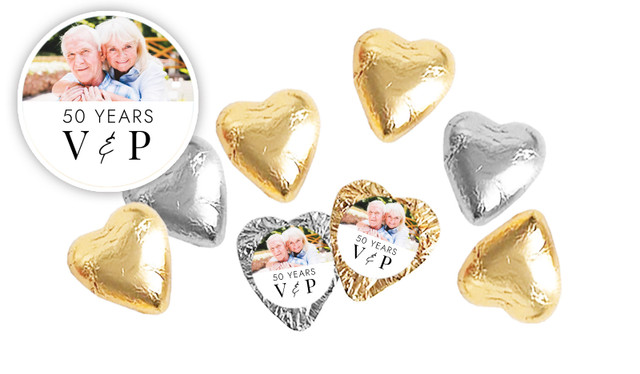 Simple Photo Anniversary Personalised Foil Chocolate Hearts
