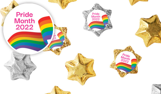 Waving Rainbow Pride Personalised Foil Chocolate Stars