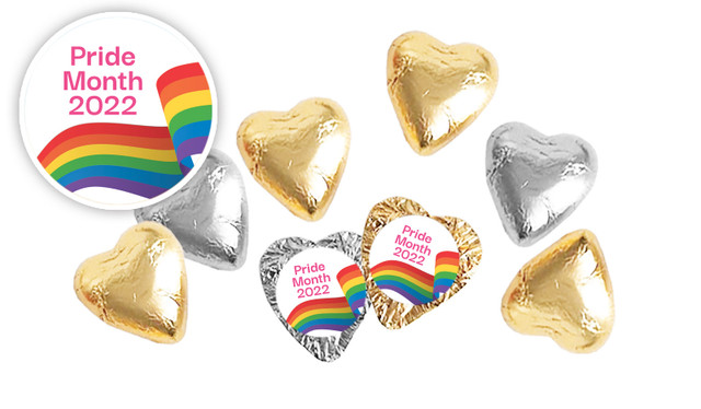 Waving Rainbow Pride Personalised Foil Chocolate Hearts
