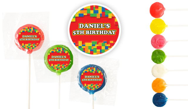 Building Blocks Birthday Custom 3cm Mini Lollipops