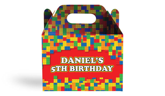 Building Blocks Kids Party Personalised Gable Favour Box