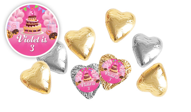 Birthday Cake Birthday Personalised Foil Chocolate Hearts