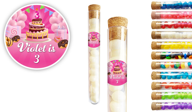 Birthday Cake Kids Party Personalised Test Tubes