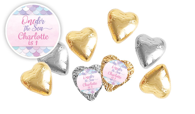 Mermaid 1st Birthday Birthday Personalised Foil Chocolate Hearts