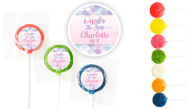 Mermaid 1st Birthday Birthday Custom 3cm Mini Lollipops