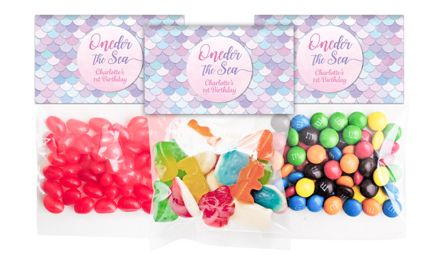 Mermaid 1st Birthday Lolly Bags With Custom Topper (Choice Of Filling)