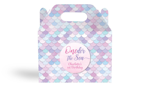 Mermaid 1st Birthday Kids Party Personalised Gable Favour Box