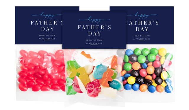 Navy Blue Fathers Day Personalised Lolly Bag With Topper