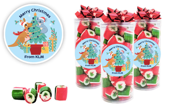 Aussie Animals Christmas Personalised Custom Rock Candy Tube