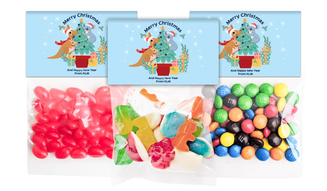 Aussie Animals Christmas Personalised Lolly Bag With Topper
