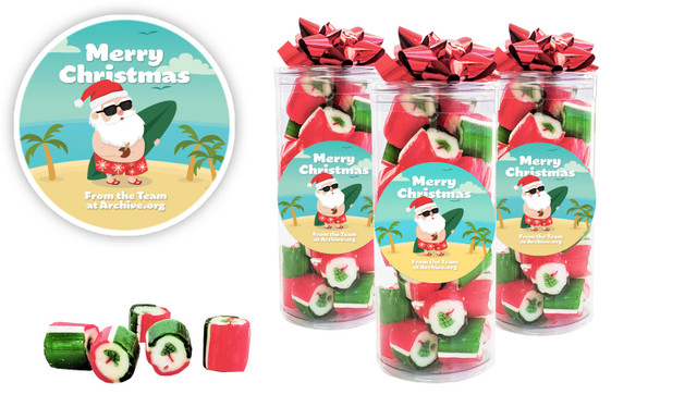 Beach Santa Christmas Personalised Custom Rock Candy Tube