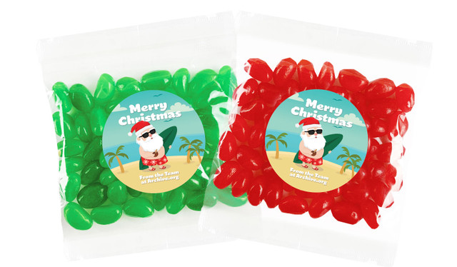 Beach Santa Christmas Personalised Lolly Bag Favour