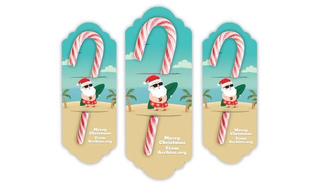 Beach Santa Christmas Personalised Candy Cane Card