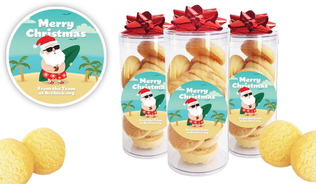 Beach Santa Personalised Shortbread Cookie Jar