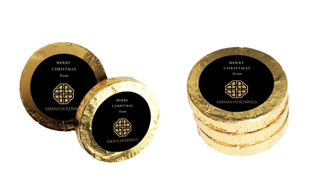 Black Corporate Christmas Chocolate Coins (Gold Or Silver)