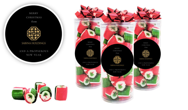 Black Corporate Christmas Personalised Custom Rock Candy Tube