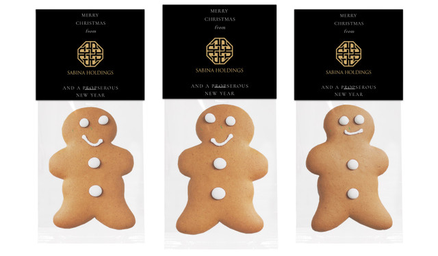 Black Corporate Christmas Gingerbread Man With Custom Topper
