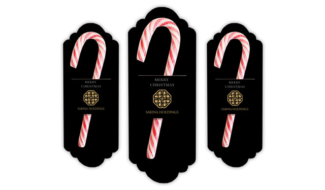 Black Corporate Christmas Personalised Candy Cane Card