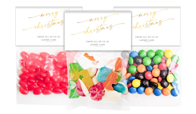 Golden Script Christmas Personalised Lolly Bag With Topper