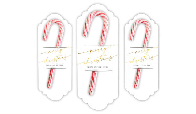 Golden Script Christmas Personalised Candy Cane Card