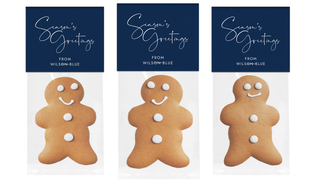 Navy Blue Christmas Gingerbread Man With Custom Topper