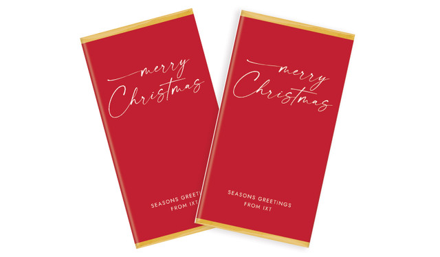 Red Cursive Christmas Personalised Chocolate Bars