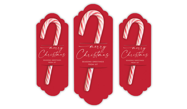 Red Cursive Christmas Personalised Candy Cane Card
