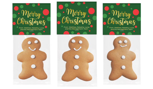 Xmas Dots Christmas Gingerbread Man With Custom Topper