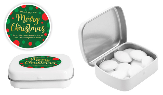 Xmas Dots Christmas  Personalised Mint Tin